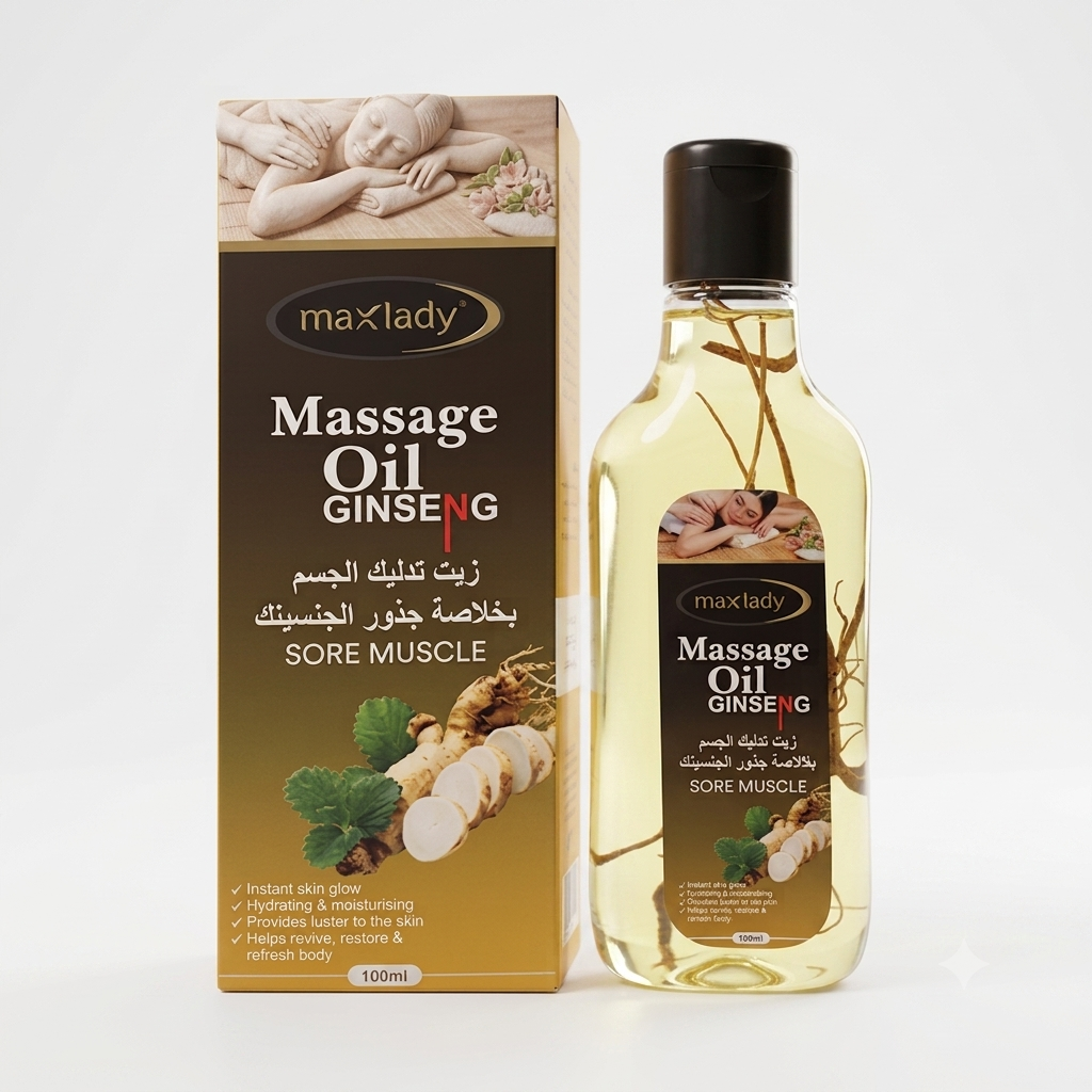 روغن ماساژ جینسینگ مکس لیدی (Max Lady Ginseng Massage Oil) - ۱۰۰ میلی‌لیتر